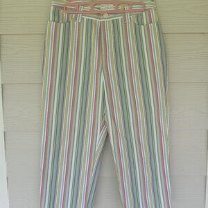 Vintage Women's French Dressing Capri Sz 6 Textured Stripe Pattern French Beach